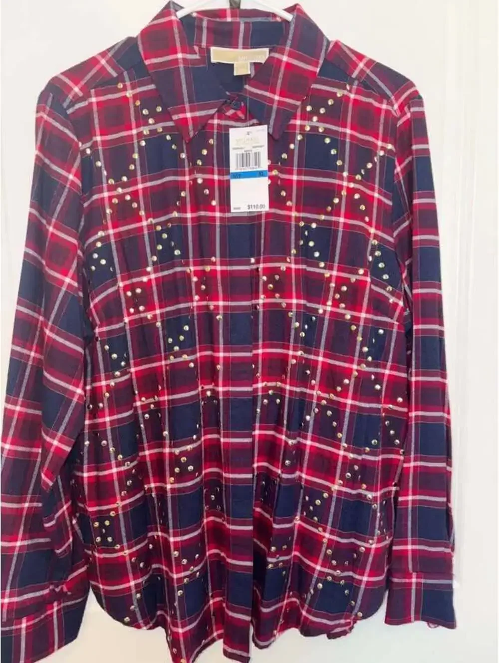 Michael Kors Studded Plaid Shirt new never worn!